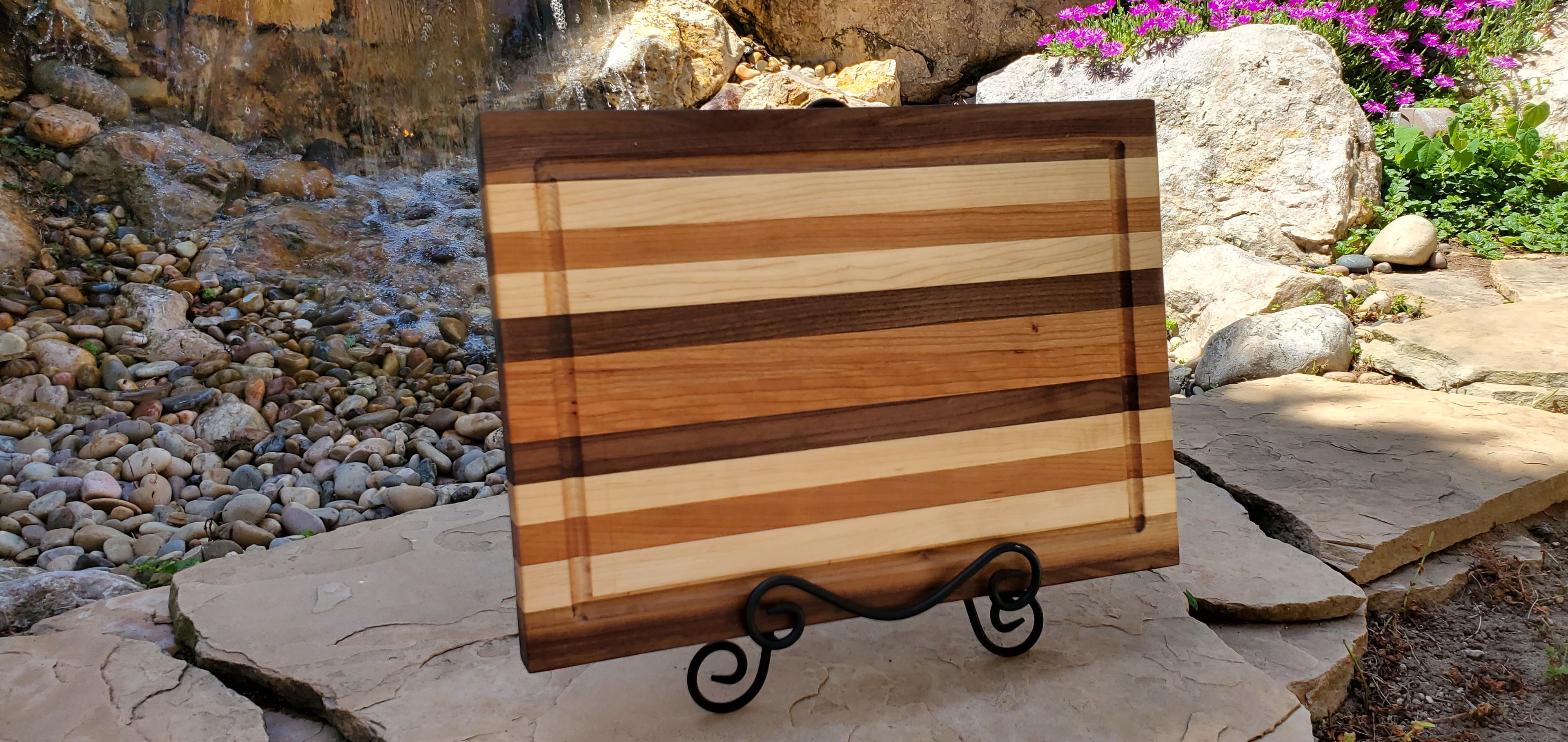 Handcrafted Walnut, Maple & Cherry Cutting Board — 12" x 16"