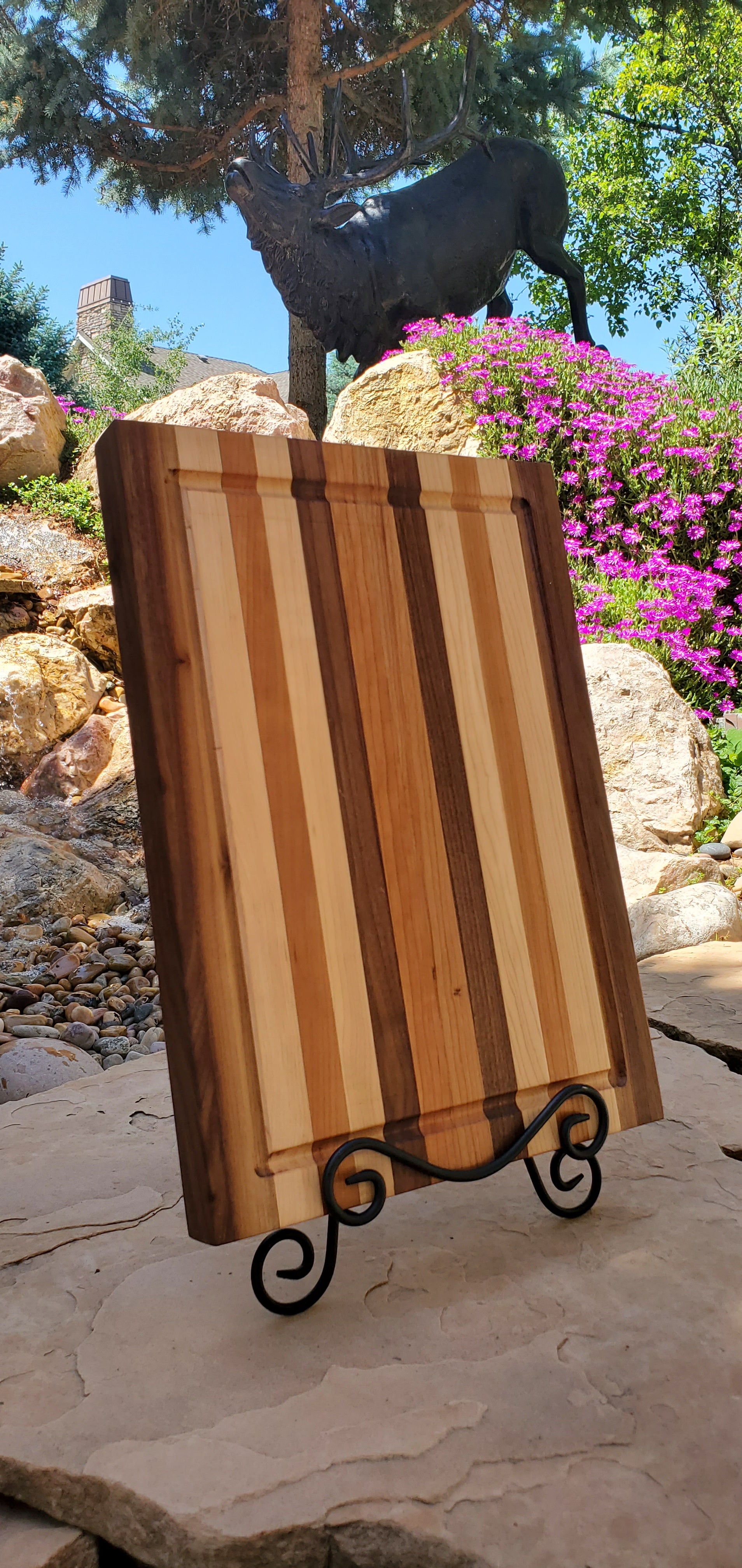 Handcrafted Walnut, Maple & Cherry Cutting Board — 12" x 16"