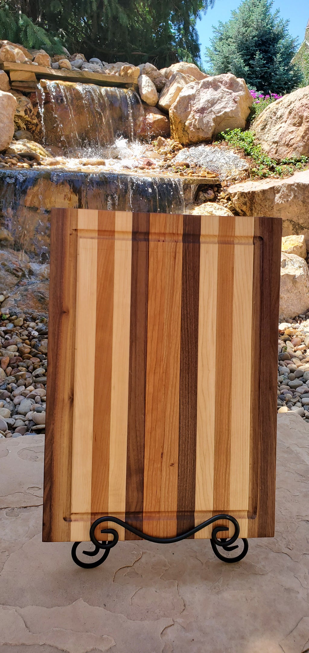 Handcrafted Walnut, Maple & Cherry Cutting Board — 12" x 16"