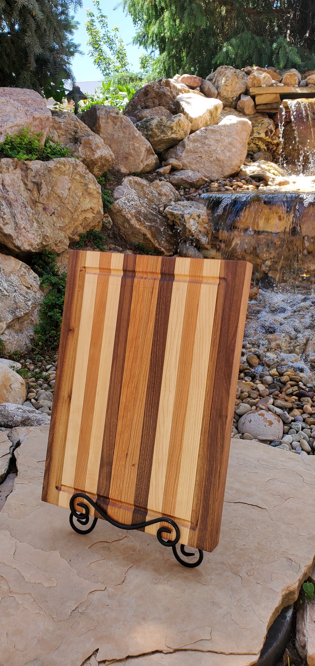 Handcrafted Walnut, Maple & Cherry Cutting Board — 12" x 16"