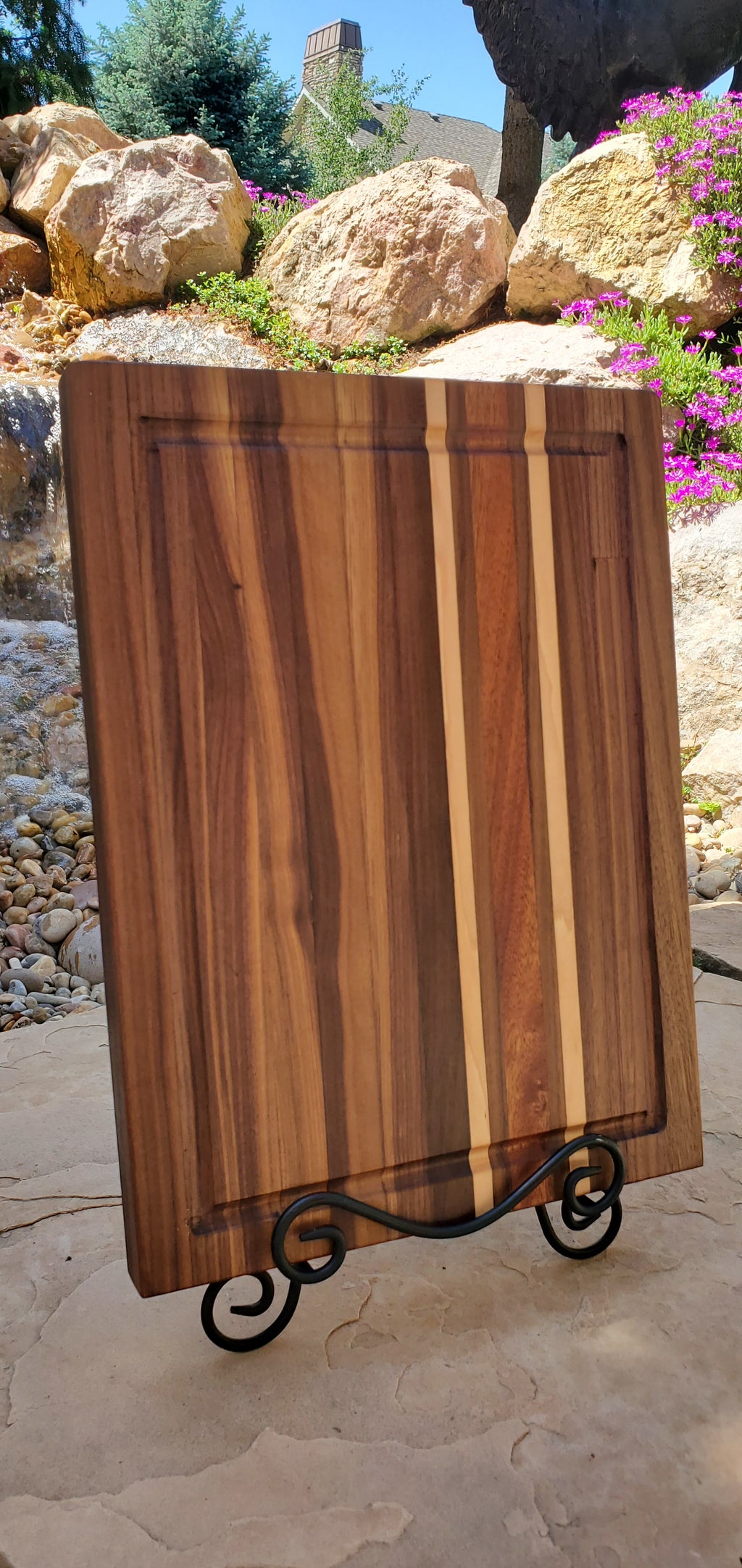 Handcrafted Walnut, Maple & Mahogany Cutting Board — 12" x 16"