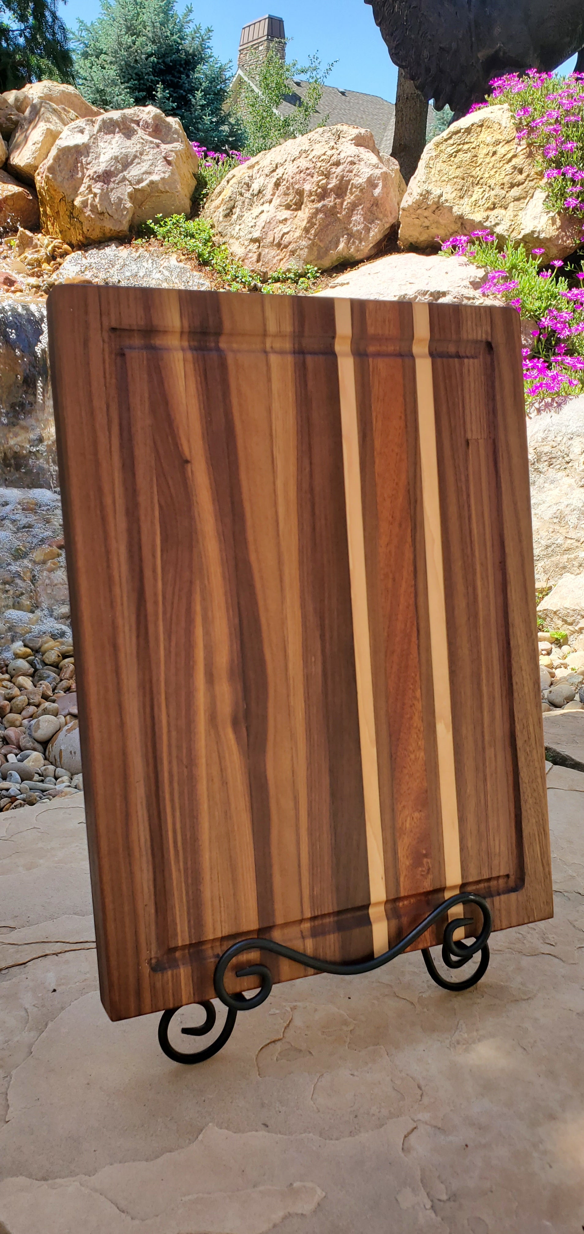 Handcrafted Walnut, Maple & Mahogany Cutting Board — 12" x 16"