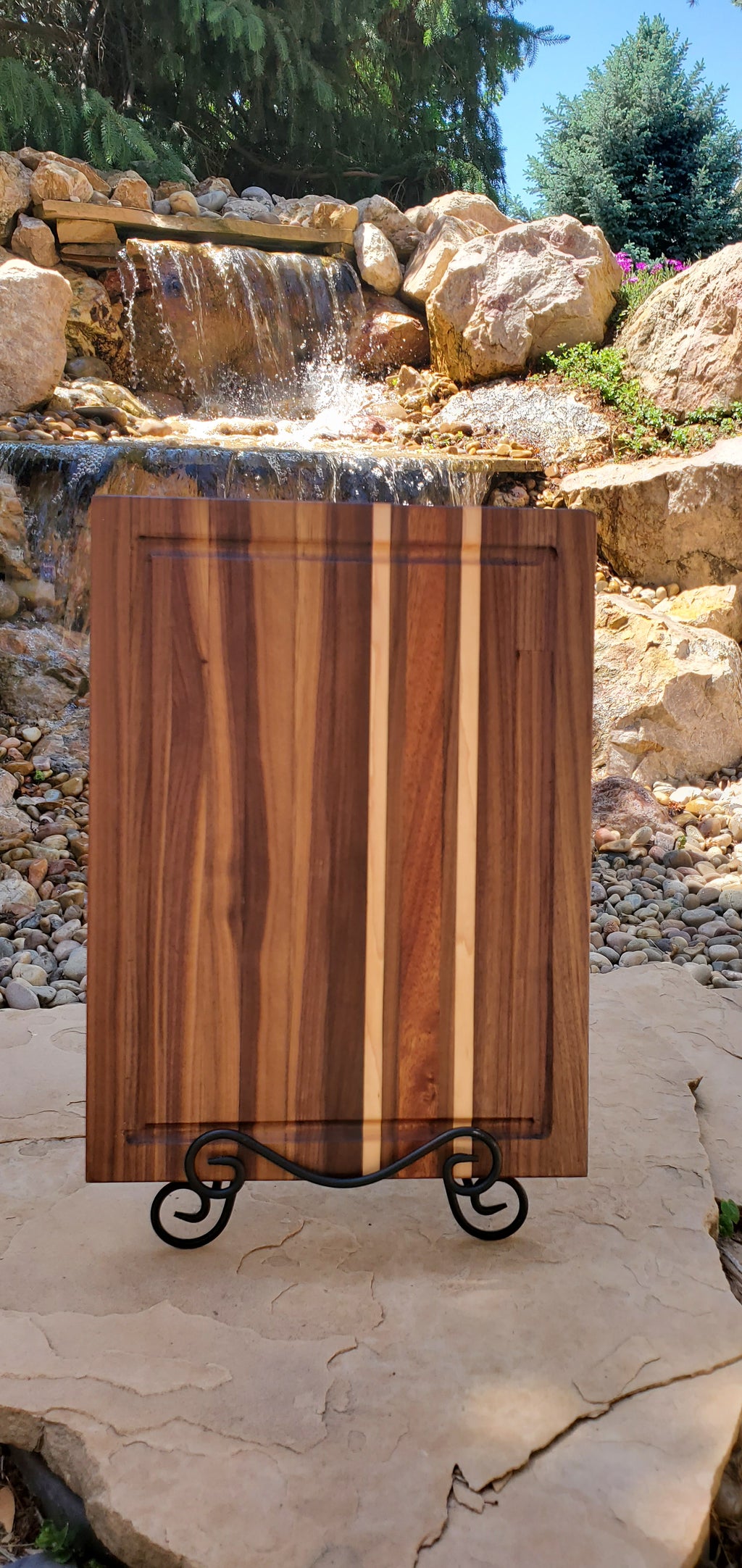 Handcrafted Walnut, Maple & Mahogany Cutting Board — 12" x 16"