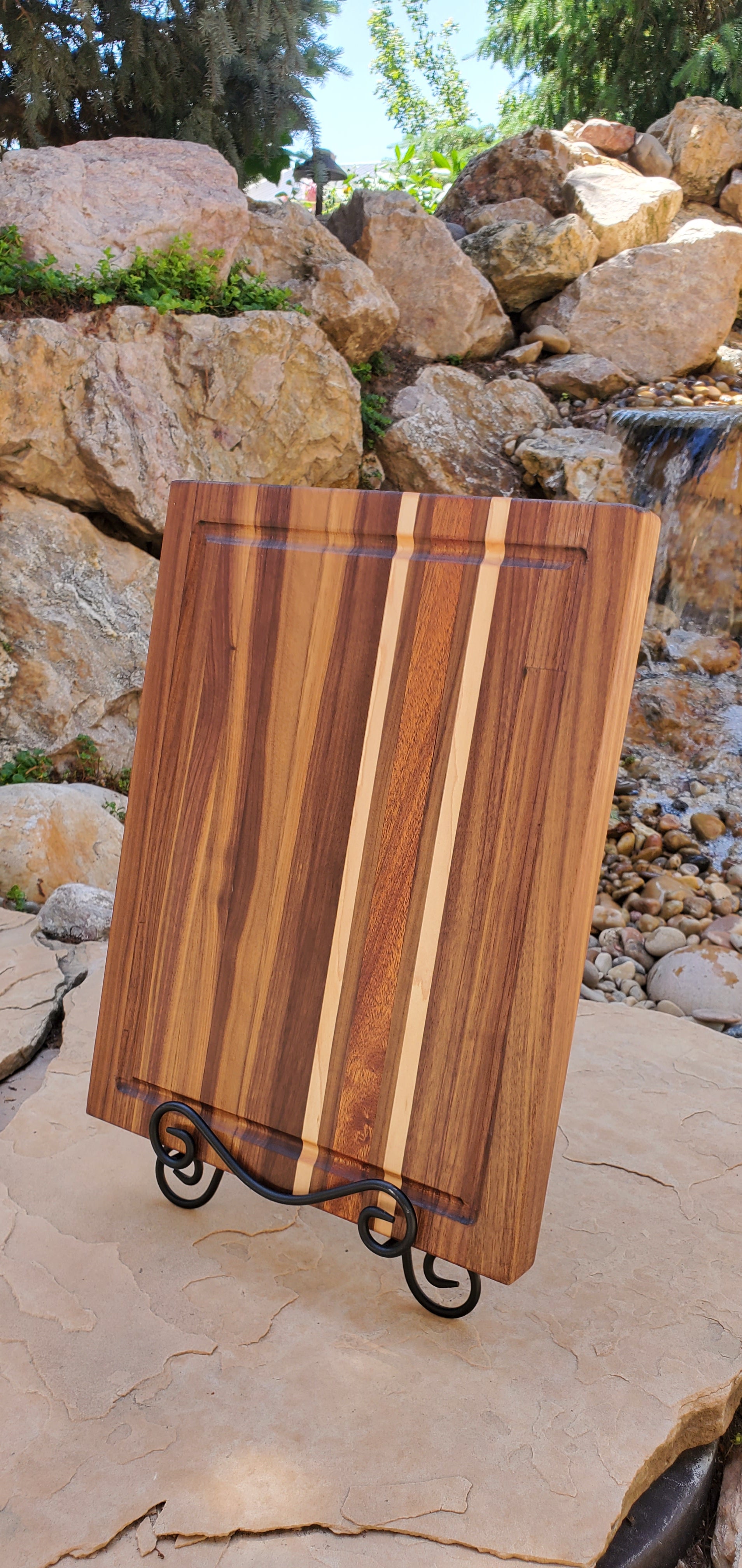 Handcrafted Walnut, Maple & Mahogany Cutting Board — 12" x 16"