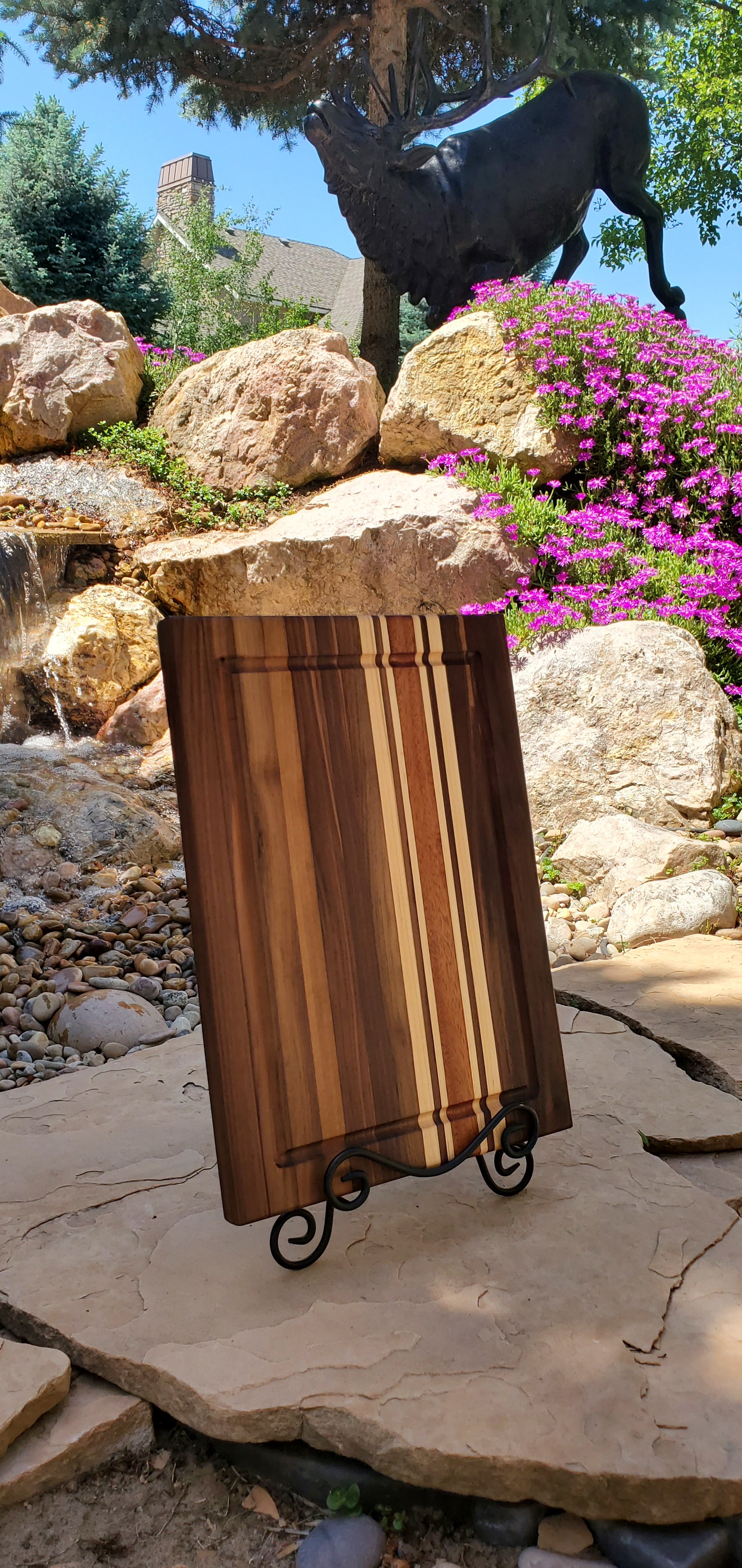 Handcrafted Walnut, Maple & Mahogany Cutting Board — 12" x 16"