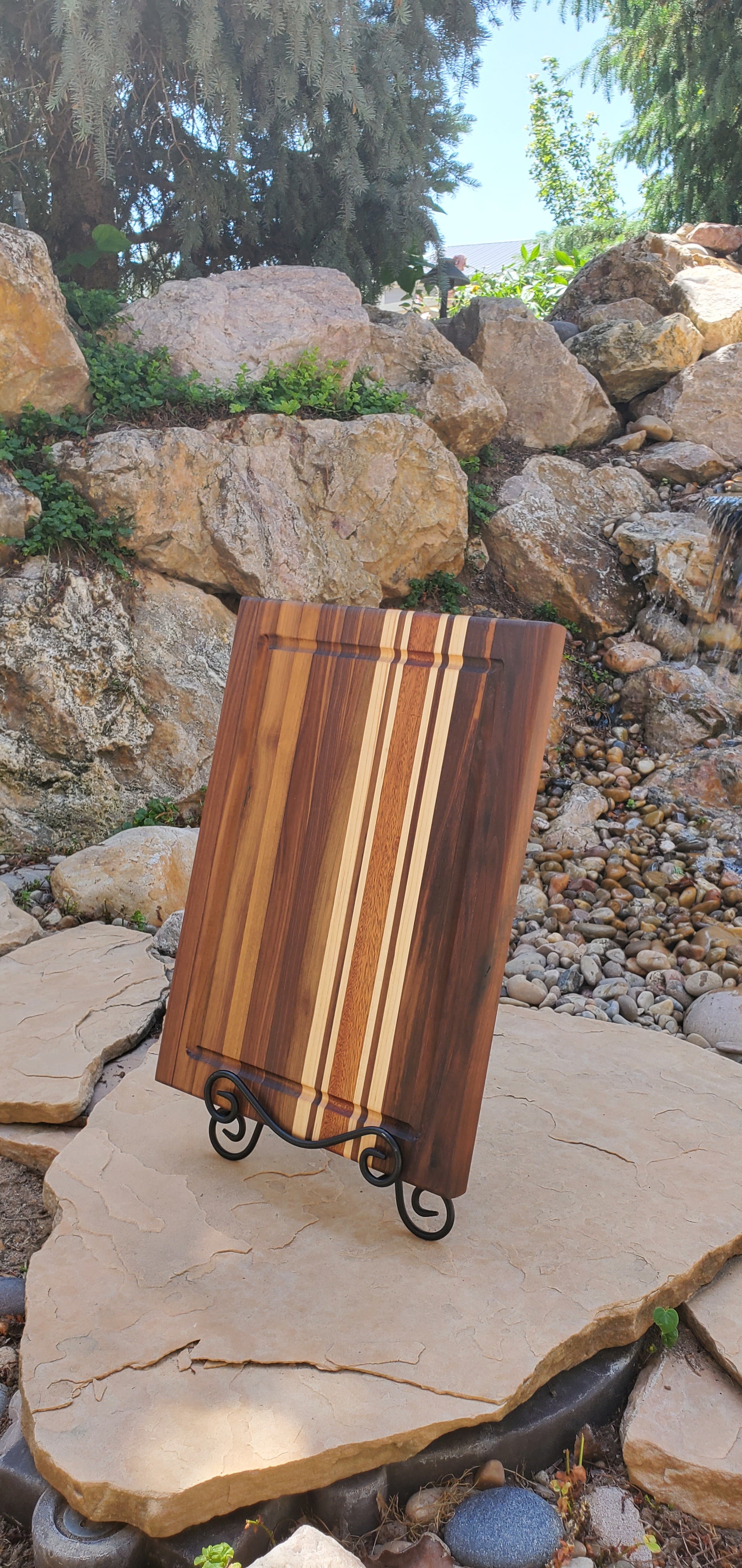 Handcrafted Walnut, Maple & Mahogany Cutting Board — 12" x 16"
