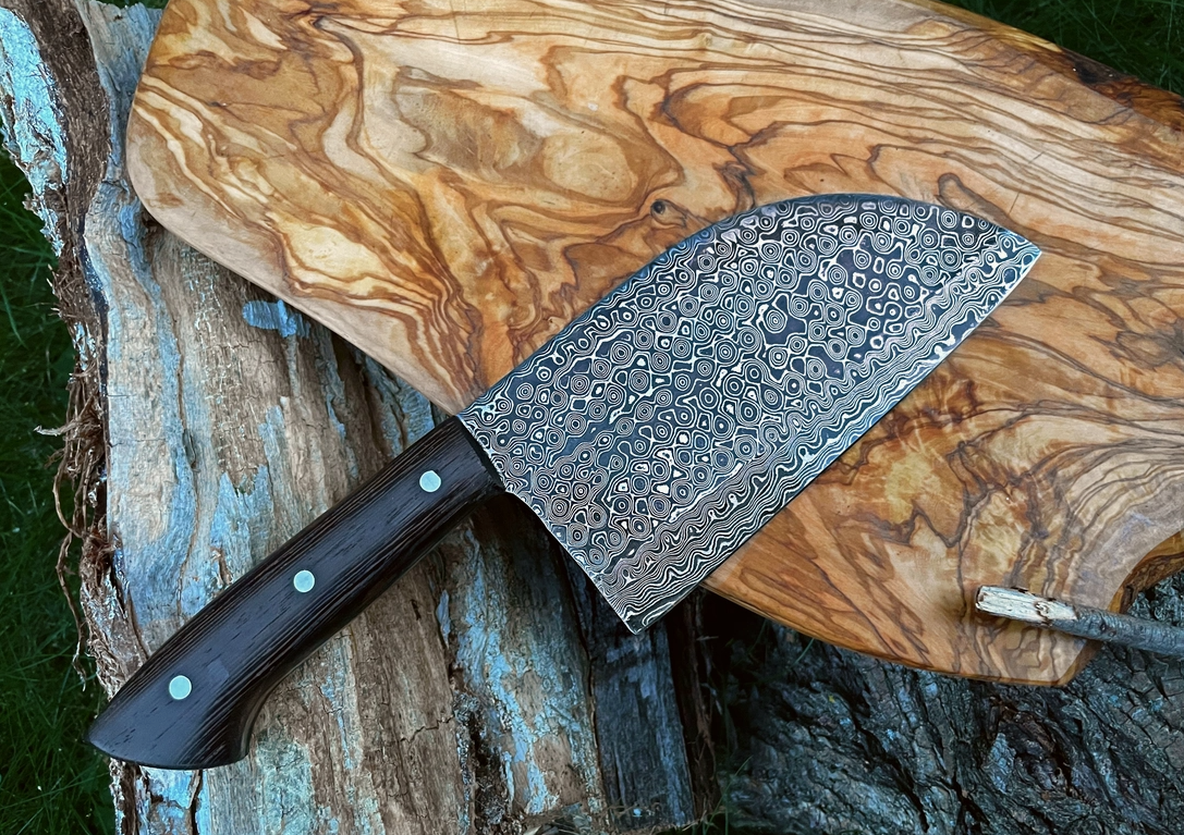 Damascus Steel Sheep Toe Clever Chef's Knife — Wenge Handle