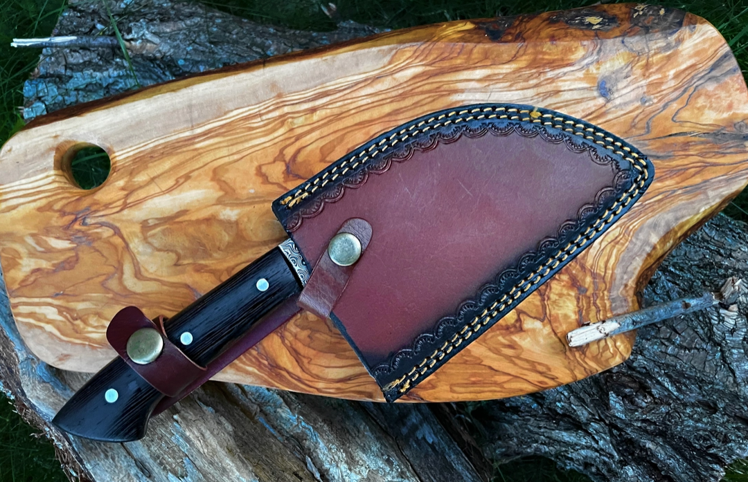 Damascus Steel Sheep Toe Clever Chef's Knife — Wenge Handle