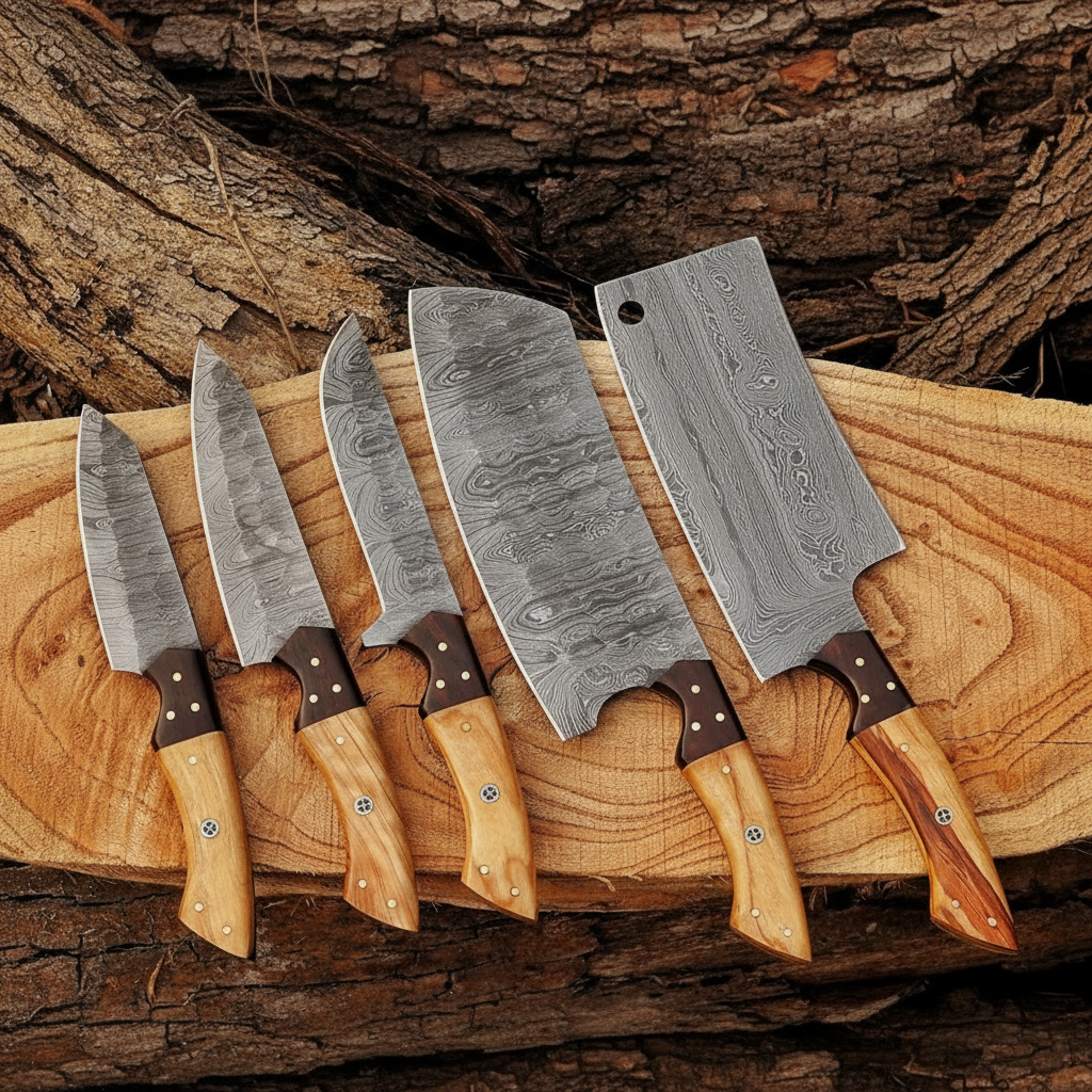 Damascus Steel 6-Piece Knife Set - No Logo